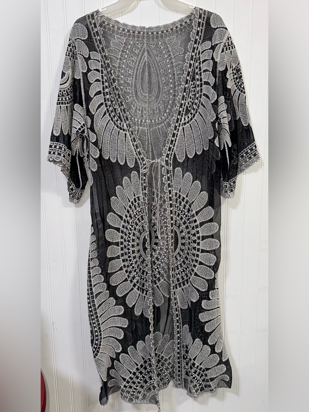 Cupshe Swimsuit Coverup OS Black & White Flowy Festival Boho Breezy Witchy